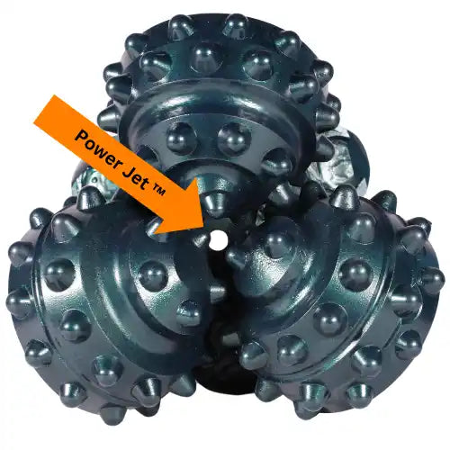 Mean Green Extreme Tri-Cone Bit Showing Power Jet
